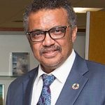 Mukhisa Kituyi Houlin Zhao Tedros Adhanom Ghebreyesus with Sophia AI for Good Global Summit 2018 41223188035 cropped