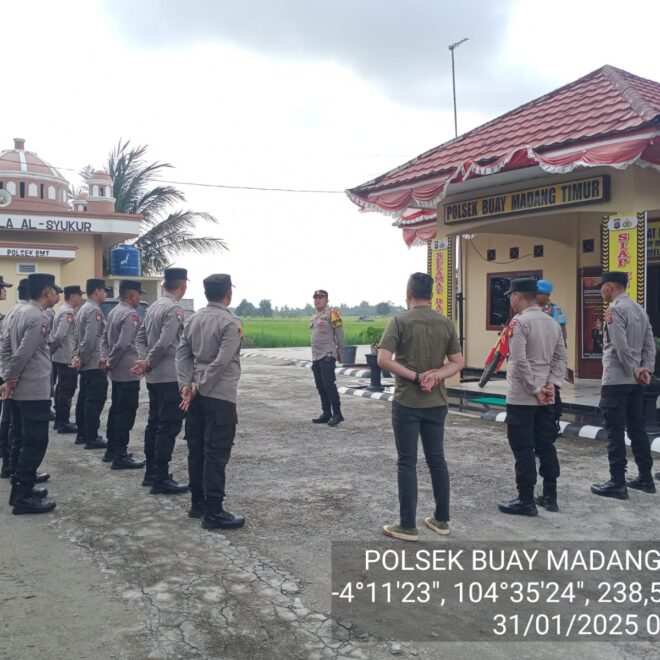 Suasana Apel Pagi Polsek BMT, Polres OKU TIMUR.