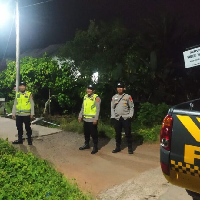 Personel Polsek BMT melaksanakan patroli antisipasi 3C di Bulan Suci Ramadhan.