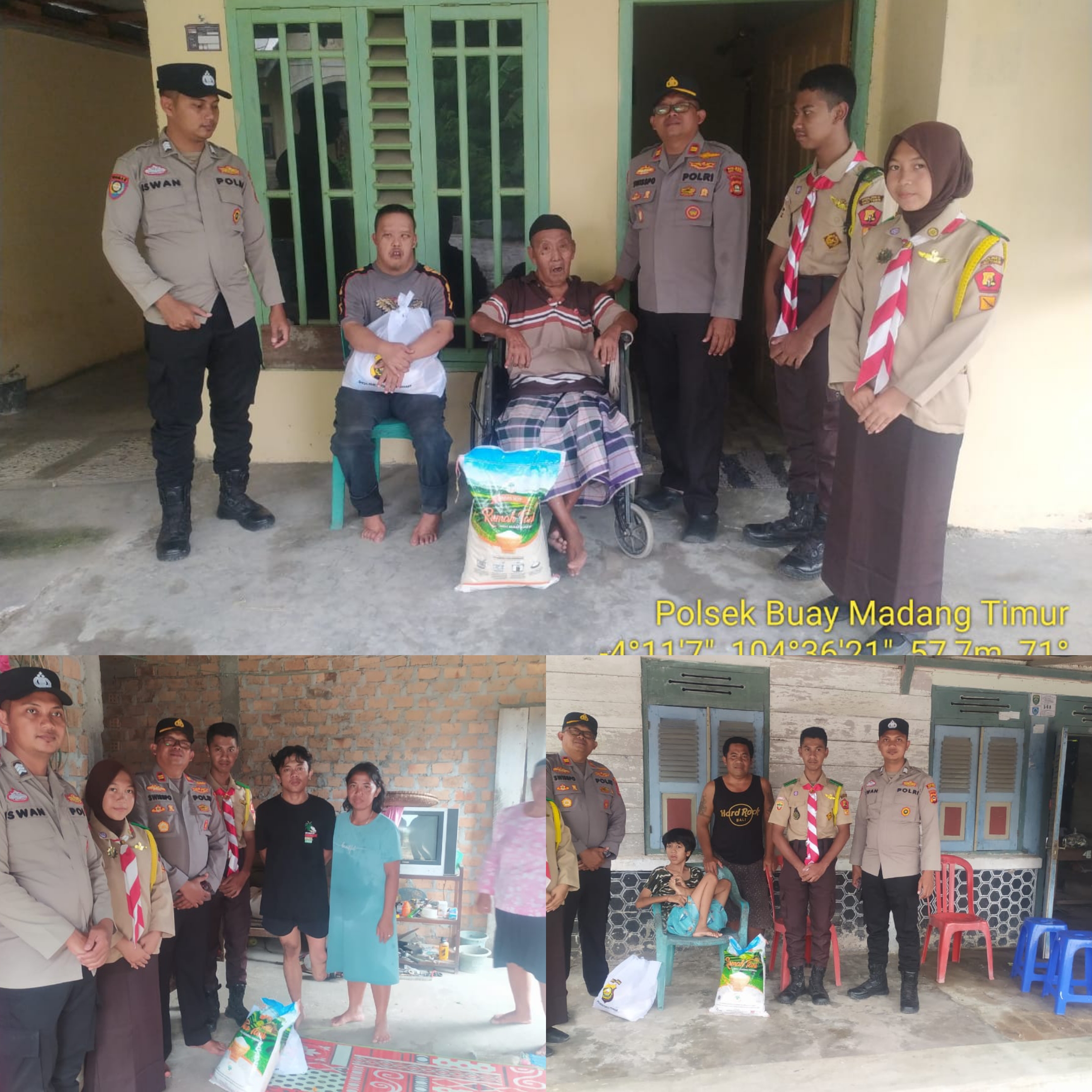 Penyaluran Bantuan Sosial dari Kapolres OKU Timur bagi penyandang disabilitas di Wilkum Polsek Buay Madang Timur.