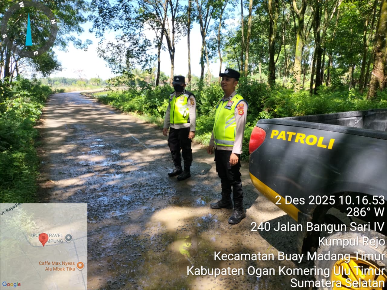 Giat KRYD dan Patroli Pagi Polsek Buay Madang Timur di Jalan Desa Kumpul Rejo.