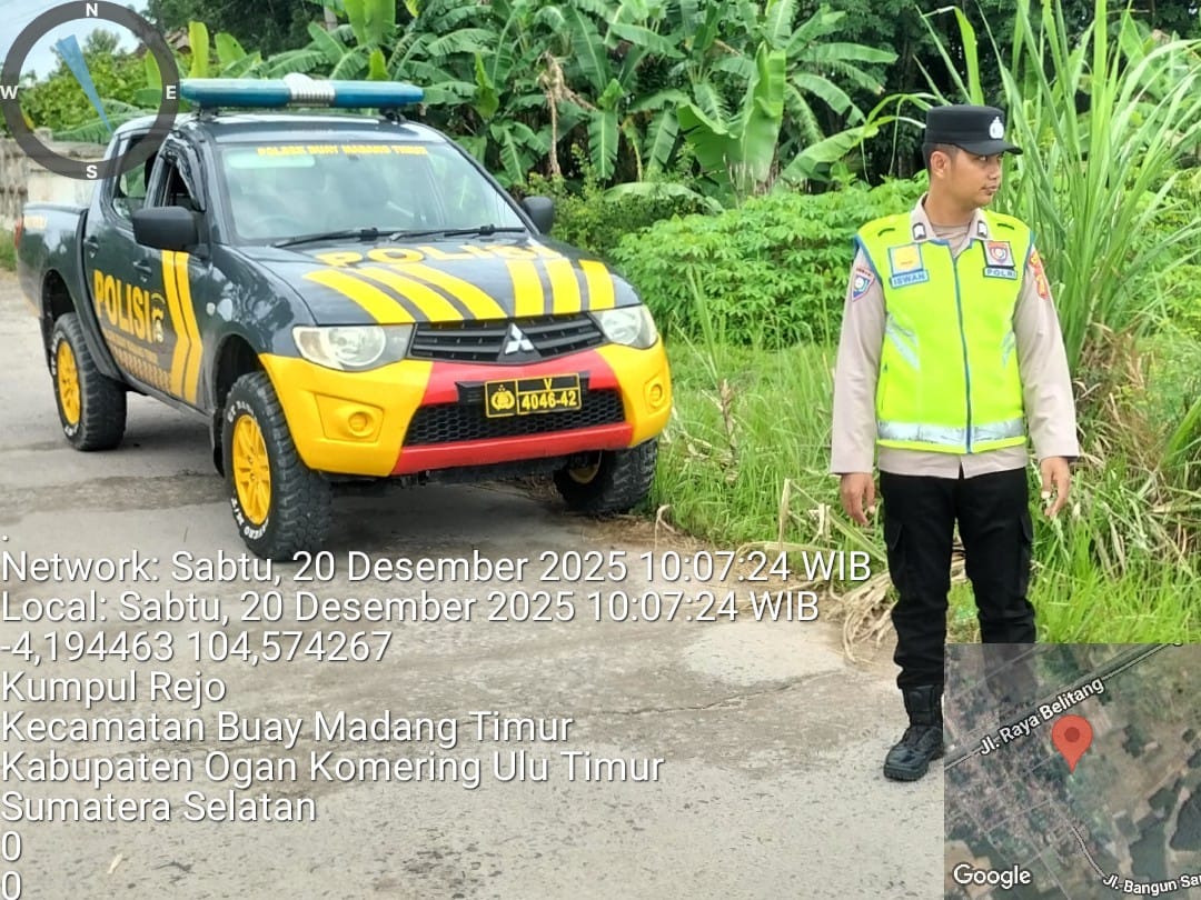 Personel Polsek Buay Madang Timur melaksanakan KRYD dan Patroli pagi di Jalan Desa Kumpul Rejo.