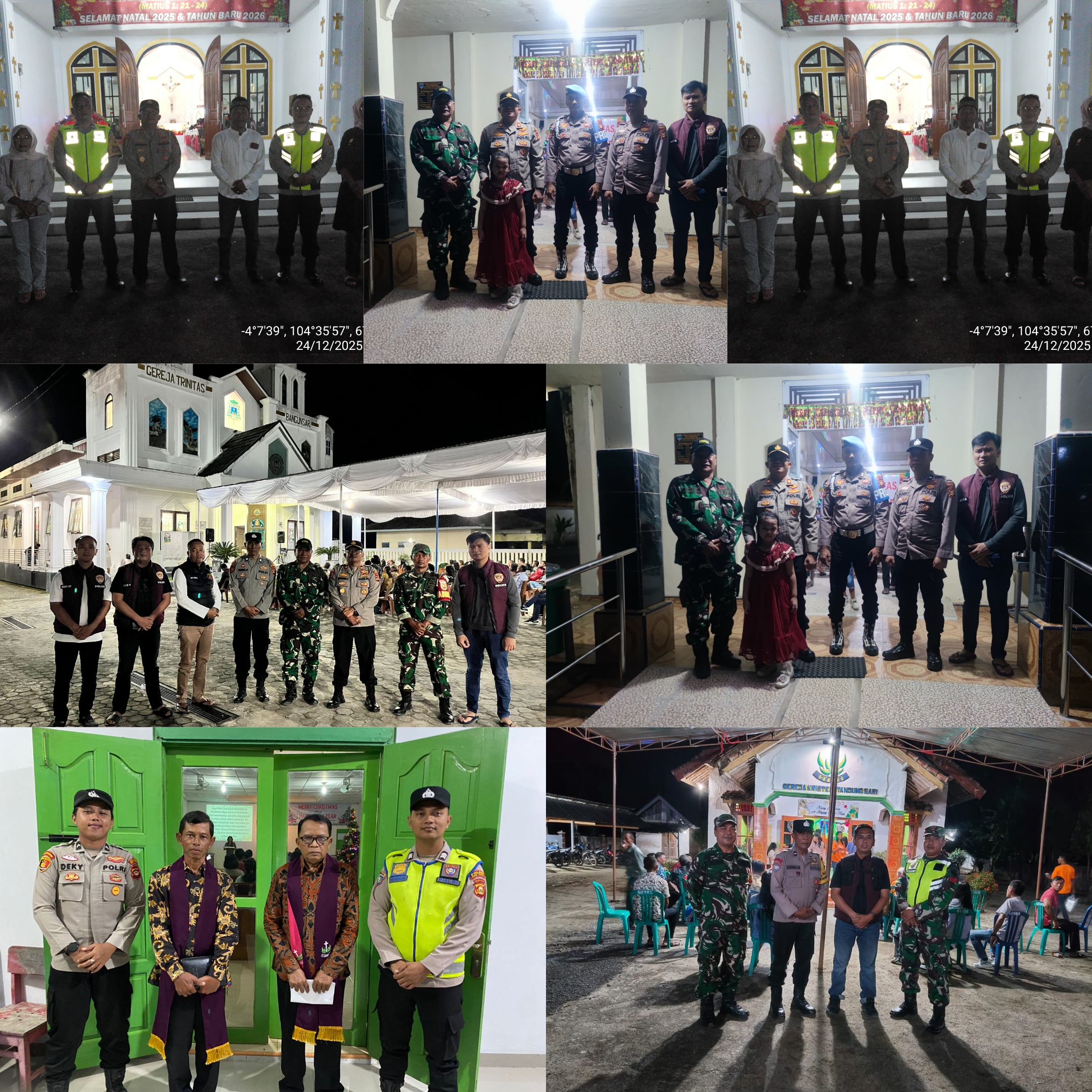 Giat pengamanan Misa Natal 2025 di gereja di Wilayah Hukum (Wilkum) Polsek Buay Madang Timur.