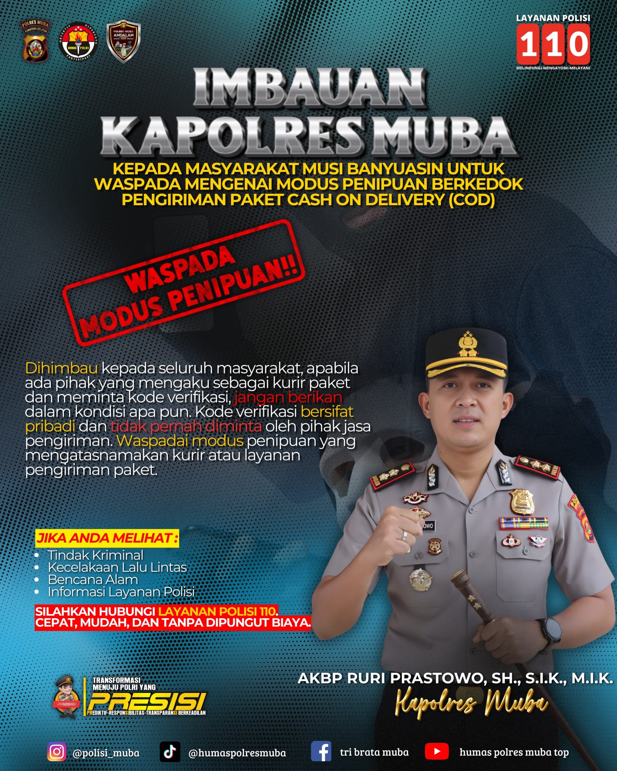 Ramai Modus Penipuan COD , Ini Himbauan Kapolres Muba 