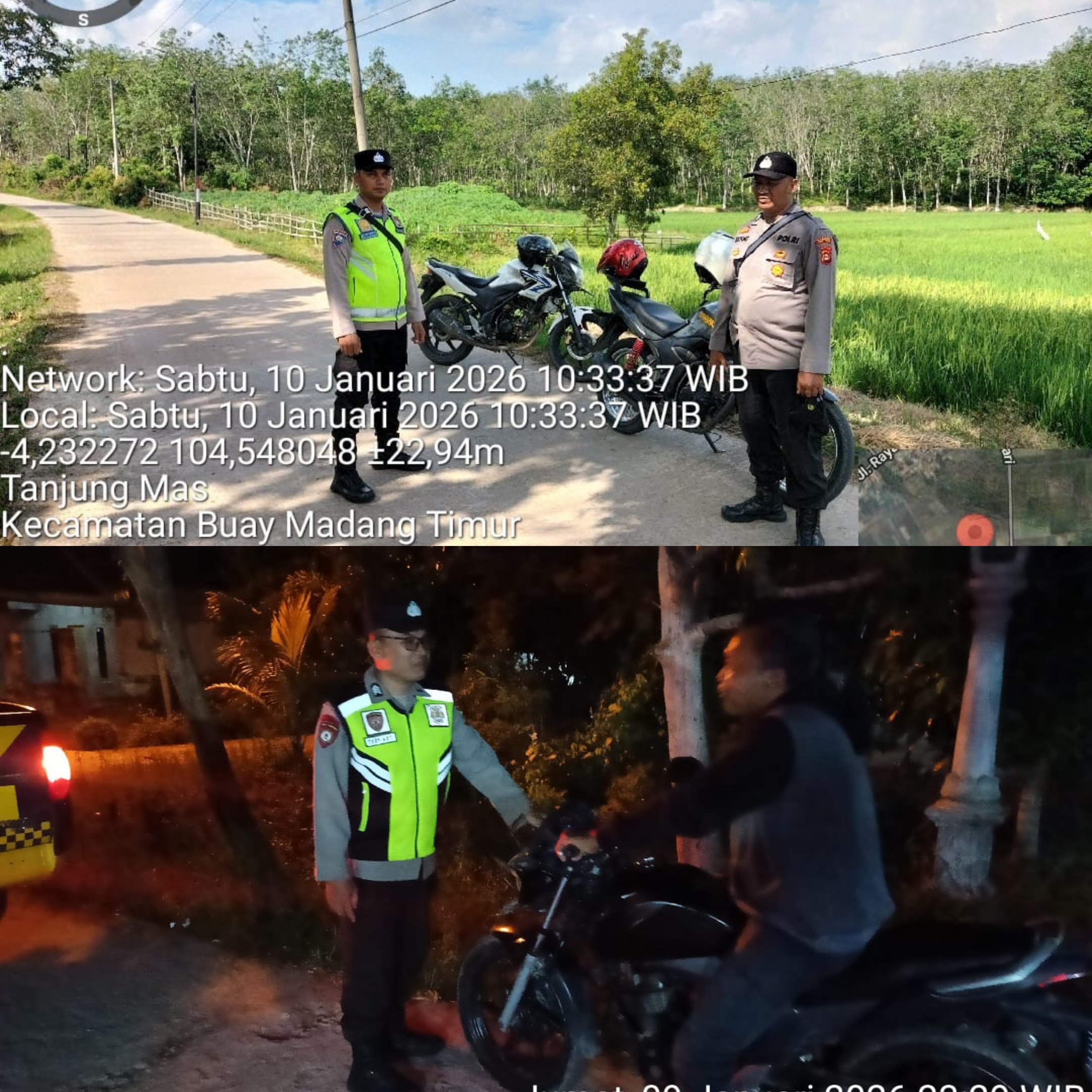 (Atas) Patroli siang, (bawah) Patroli malam. 