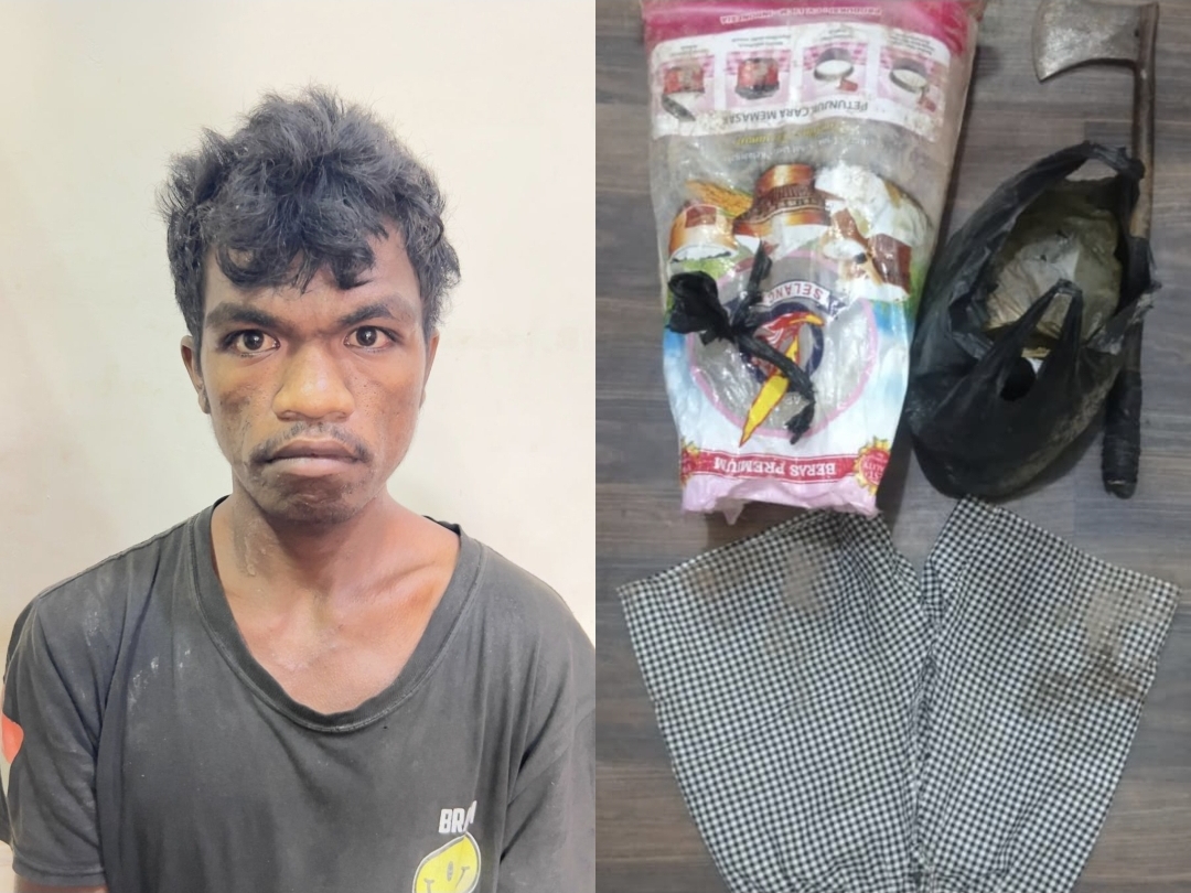 Pelaku beserta barang bukti saat diamankan. (Photo: Polres Banyuasin)