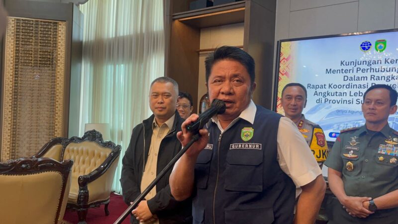 Gubernur Sumsel, Herman Deru bersama Menteri Perhubungan, Dudy Purwagandhi saat diwawancarai langsung, Rabu (25/2/2026). Foto: Tia