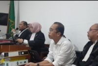 Saat Saat terdakwa Raimar Yosnadi jalani sidang berapa hari yang lalu di PN Tipikor Palembang