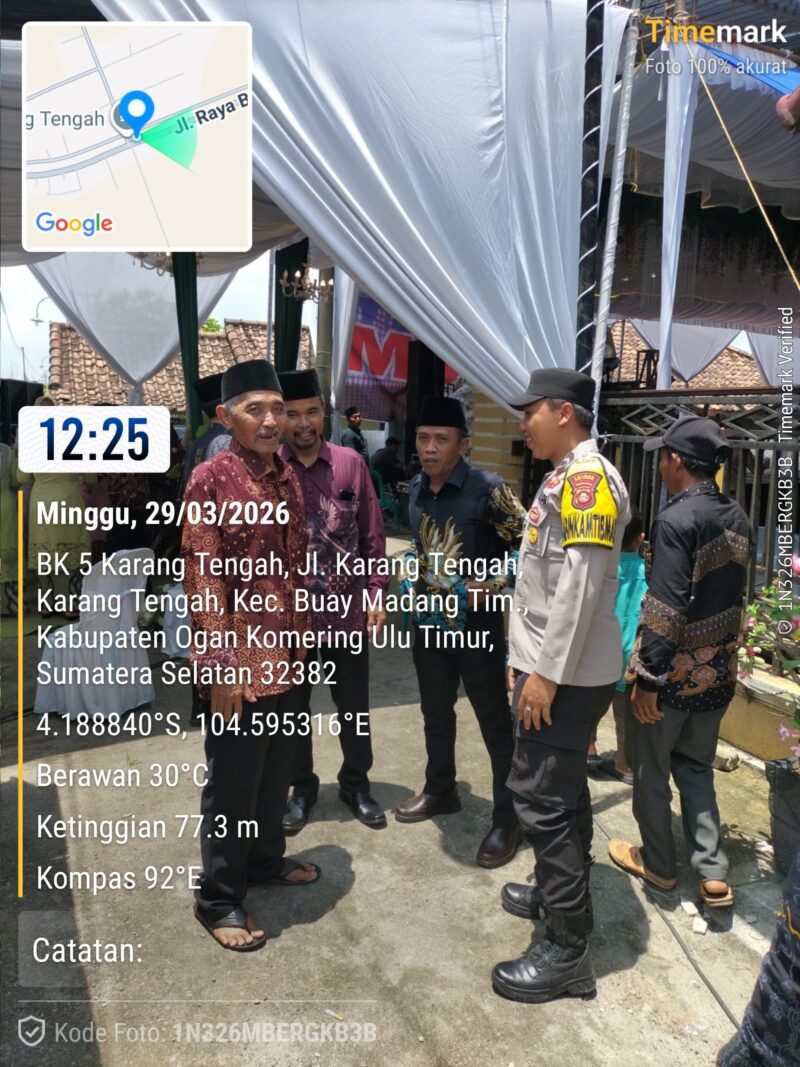 Personel Polsek Buay Madang Timur melaksanakan giat imbauan kepada warga yang menyelenggarakan resepsi pernikahan di Desa Sumber Mulyo, Karang Tengah, dan Sumber Asri pada Minggu (29/03/2026).