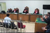 Sidang lanjutan kasus dugaan korupsi penguasaan lahan negara seluas 1.756 hektare menghadirkan pembacaan tuntutan terhadap terdakwa Ir. Amin Mansur di Pengadilan Tipikor Palembang, Senin (30/3/2026).