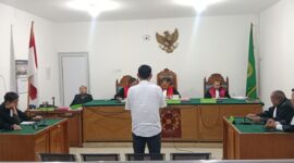 Saat terdakwa Bembi Adisaputra dihadirkan di PN Tipikor Palembang, Selasa (31/3/2026) untuk mendengarkan pembacaan putusan