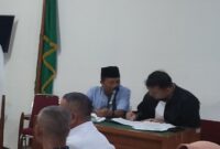 Sidang dugaan korupsi Dana Desa dengan terdakwa mantan Kepala Desa Tanjung Dalam, Suhendratno, saat menjalani persidangan di Pengadilan Tipikor Palembang, Rabu (1/4/2026).