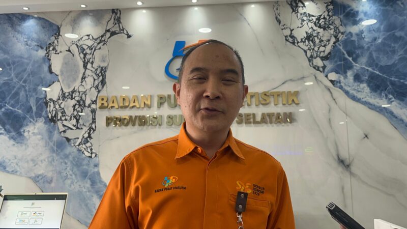 Kepala BPS Sumatera Selatan, Mohammad Wahyu Yulianto saat diwawancarai langsung, Kamis (2/4/2026). Foto: Tia