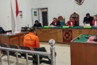 Saat Tim Penasehat Hukum menyampaikan Duplik pada sidang digelar di PN Palembang , Rabu (8/4/2026)