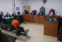 Saat hakim bacakan putusan terdakwa Sanjoko di PN Palembang, Selasa (14/4/2026)