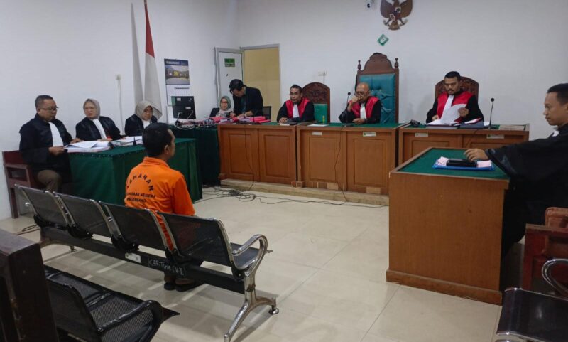 Saat hakim bacakan putusan terdakwa Sanjoko di PN Palembang, Selasa (14/4/2026)