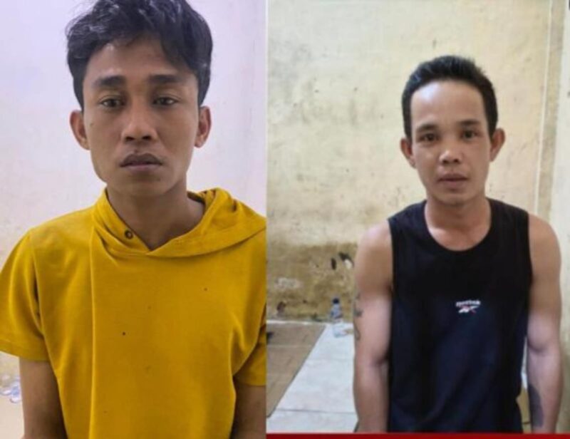 Kedua tersangka saat diamankan. Foto: dokumen polisi.