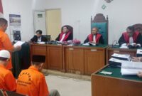 Saat tim kuasa Hukum Bacakan nota pembelaan di persidangan digelar di PN Palembang, Senin (20/4/2026)