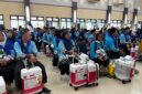443 jemaah calon haji kloter pertama asal Kabupaten OKU Timur yang telah tiba di Asrama Haji Embarkasi Palembang, Selasa (21/4/2026). Foto: Tia