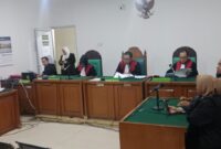 Saat terdakwa menghadiri pembacaan putusan disidang secara online dari lapas pakjo palembang, Rabu (22/4/2026)