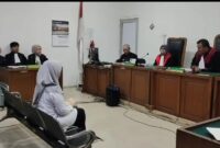 Saat terdakwa Wardiyah di hadirkan di sidang Tipikor PN Palembang