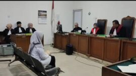 Saat terdakwa Wardiyah di hadirkan di sidang Tipikor PN Palembang