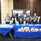 Konferensi pers terkait penemuan ladang ganja dan 220 Kilogram ganja siap edar di Gedung Presisi Mapolda Sumsel.