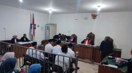 Saat enam terdakwa dihadirkan di PN Tipikor Palembang, kamis (30/4/2026)