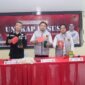 Barang bukti penyalahgunaan BBM bersubsidi jenis Pertalite dihadirkan dalam press release di Polda Sumsel.