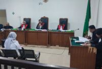 Saat tim kuasa terdakwa Wardiyah bacakan nota pembelaan di persidangan yang digelar di PN Tipikor Palembang, Rabu (6/5/2026)