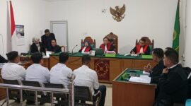 Saat Tim JPU kejari Lahat bacakan tuntutan pidana terhadap empat terdakwa di sidang Tipikor Palembang, Rabu (13/5/2026)
