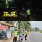 Personel Polsek Buay Madang Timur melaksanakan Kegiatan Rutin Yang Ditingkatkan (KRYD) melalui patroli subuh di Desa Bangun Harjo (atas) dan patroli dialogis pagi hari di kawasan Jalan Desa Kumpul Rejo (bawah), Kecamatan Buay Madang Timur, Kabupaten OKU Timur, Sumatera Selatan. 