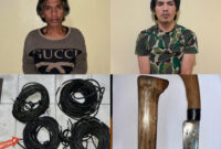 Para tersangka beserta barang bukti saat diamankan. Foto: dokumen Polres OKU Selatan.