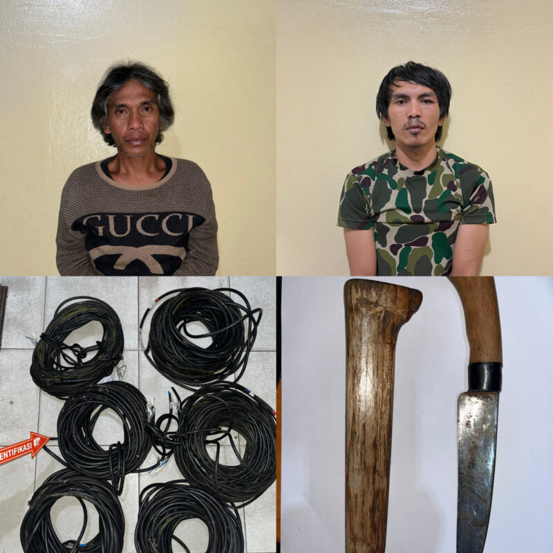 Para tersangka beserta barang bukti saat diamankan. Foto: dokumen Polres OKU Selatan.