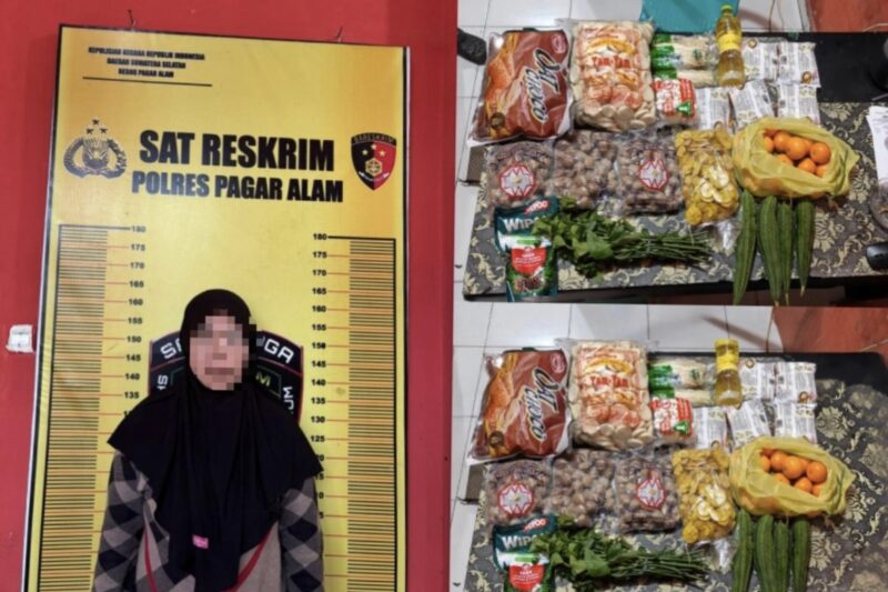 fhoto (istimewa) : tersangka pns pagar alam yang terekam cctv mencuri sayur dan beberapa barang dagangan pasar modern