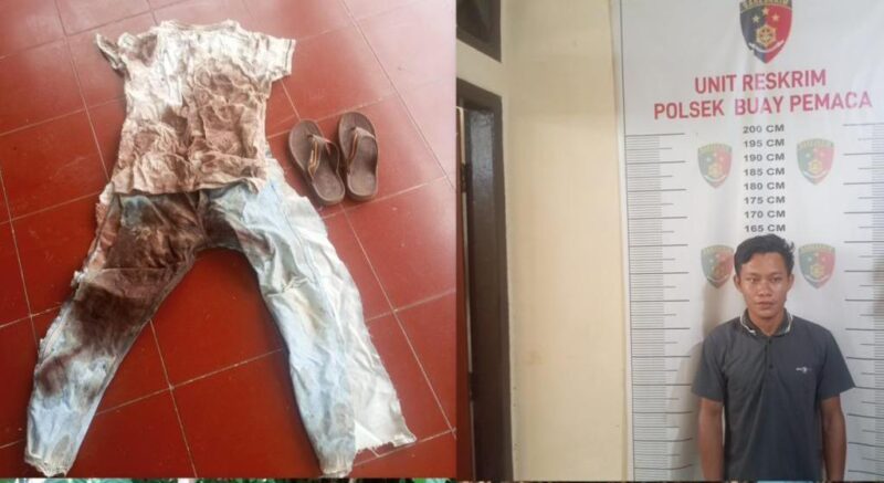 Pelaku beserta barang bukti saat diamankan.