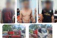 Ketiga tersangka beserta barang bukti saat diamankan. Foto: polisi.