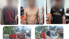 Ketiga tersangka beserta barang bukti saat diamankan. Foto: polisi.