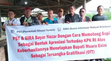PST dan SIRA melaksanakan pemotongan sapi sebagai bentuk nazar dan apresiasi kepada KPK RI atas keberhasilannya mengungkap dugaan kasus gratifikasi melalui OTT Bupati Muara Enim, sekaligus mendukung upaya pemberantasan korupsi di Indonesia.