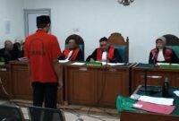 Saat terdakwa dihadirkan di sidang PN Palembang untuk mendengarkan pembacaan putusan, Kamis (18/6/2026)