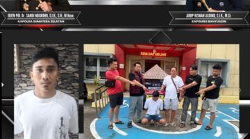 Tersangka saat diamankan di Polres Banyuasin. Foto: polisi.