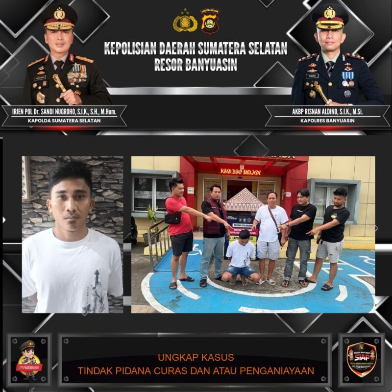 Tersangka saat diamankan di Polres Banyuasin. Foto: polisi.