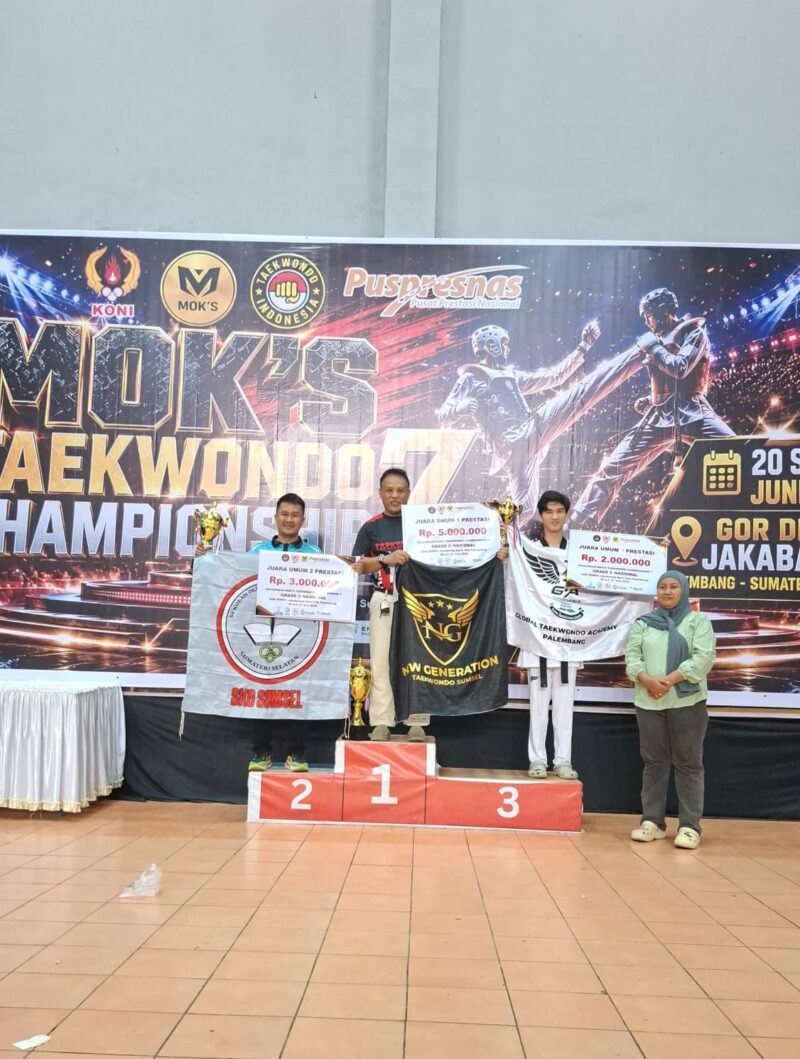 Raih 21 Emas, New Generation Taekwondo Sumsel Sabet Juara Umum MOK'S Taekwondo Championship 7