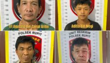 Keempat tersangka saat ditangkap. Foto: dokumen polisi.