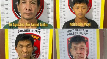 Keempat tersangka saat ditangkap. Foto: dokumen polisi.