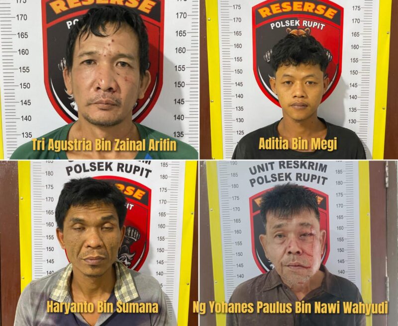 Keempat tersangka saat ditangkap. Foto: dokumen polisi.