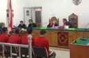 Saat empat terdakwa dihadirkan di PN Palembang, Untuk mendengarkan pembacaan tuntutan oleh JPU, Kamis (25/6/2026)