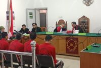 Saat empat terdakwa dihadirkan di PN Palembang, Untuk mendengarkan pembacaan tuntutan oleh JPU, Kamis (25/6/2026)