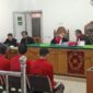 Saat empat terdakwa dihadirkan di PN Palembang, Untuk mendengarkan pembacaan tuntutan oleh JPU, Kamis (25/6/2026)