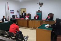 Saat Hakim PN Palembang bacakan putusan terhadap Terdakwa M Irsan Putra pada persidangan yang digelar di PN Palembang, Senin (29/6/2026)